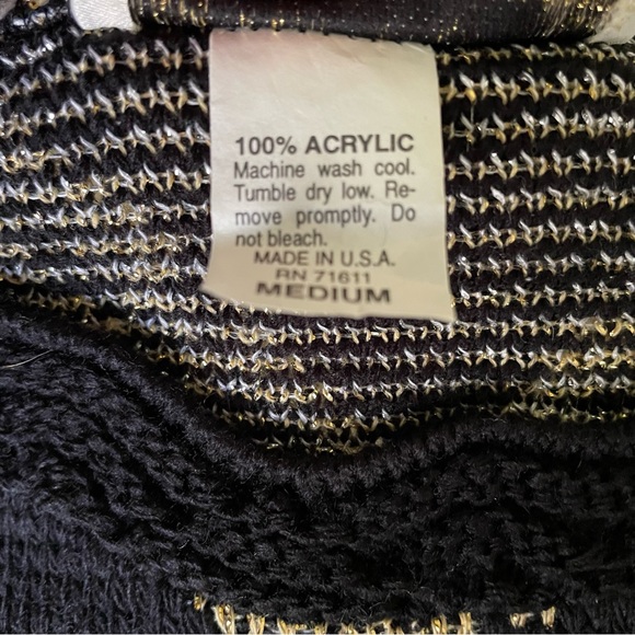 Vintage Black and Metallic Gold and Silver Holiday Sweater - Picture 9 of 10